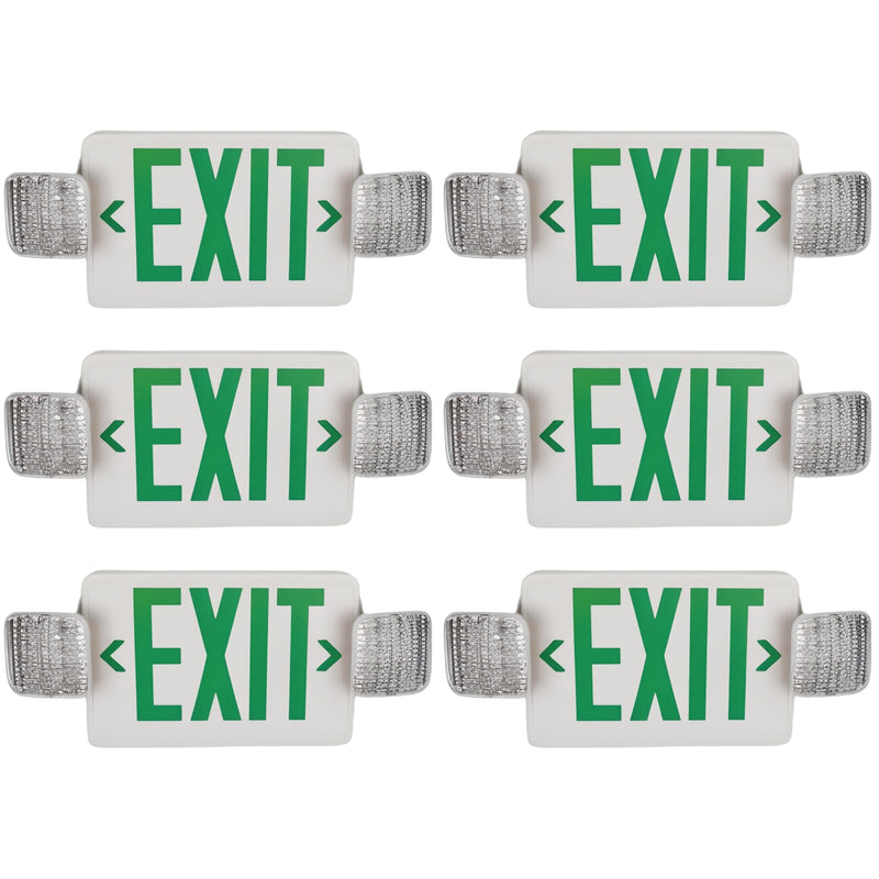 TCP LED Universal Combo Emergency Exit Sign with Battery Backup, UL Listed, Red/Green Letters, Remote Capable, 120-277V, 90-Minute Emergency Lighting, Commercial Emergency Lighting, Single & Multi-Pack Options