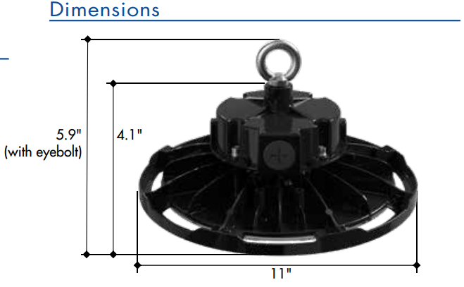 TCP EUFOUZDSW4CCT UFO LED High Bay Light – Dimmable, Selectable Wattage & CCT