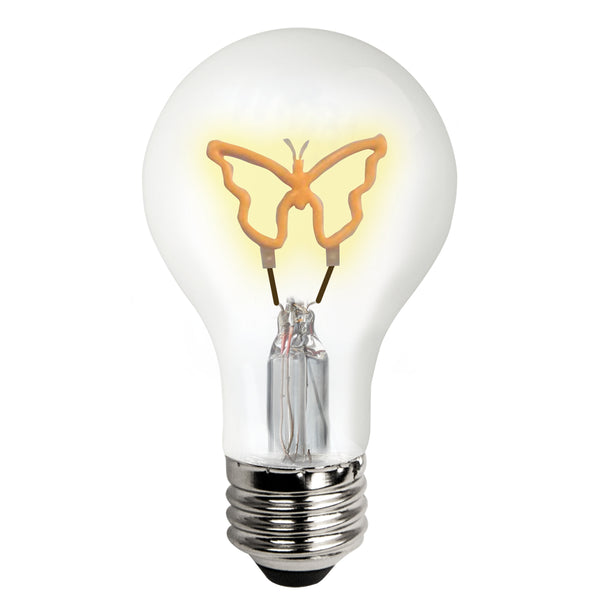 LED A19 Shaped Filament Light Bulb Yellow Butterfly - 1.5 Watt
