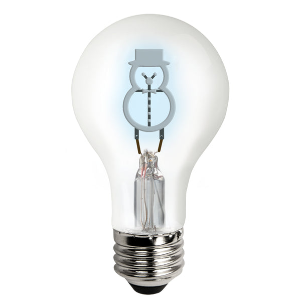 LED A19 Shaped Filament Lightbulb White Snowman - 1.5 Watt