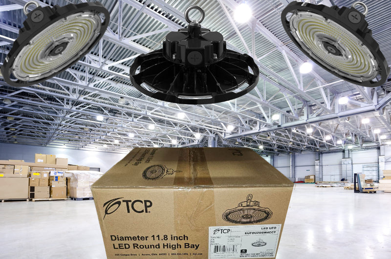 TCP EUFOUZDSW4CCT UFO LED High Bay Light – Dimmable, Selectable Wattage & CCT