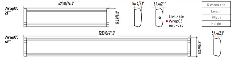 TCP WR4UZDA3CCT 4' LED Wrap Light - Adjustable 25W/35W/45W, Selectable CCT (3500K/4000K/5000K), Energy Efficient