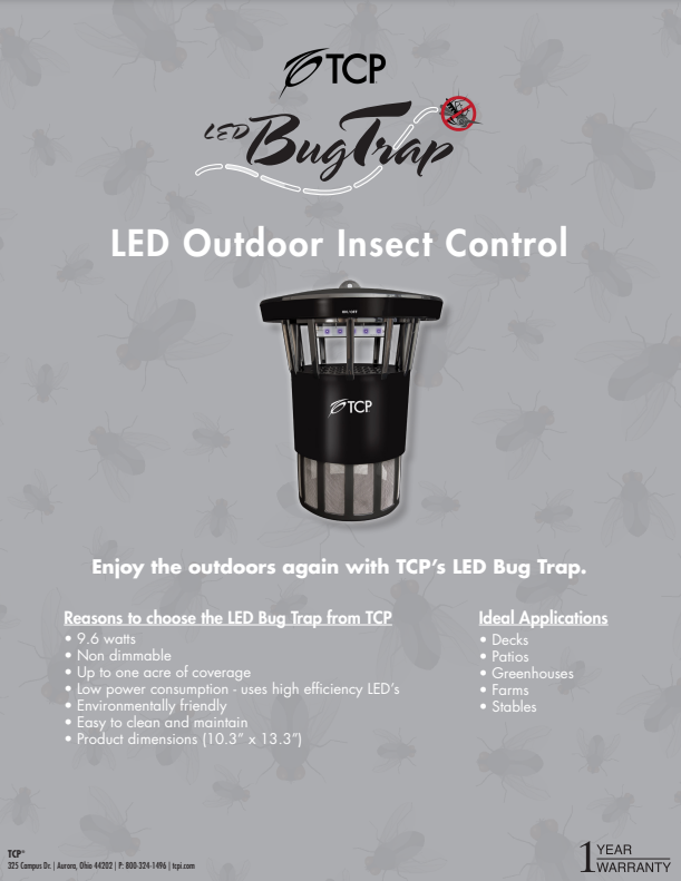 TCP RLMT11WBK LED BugTrap - Outdoor Insect Trap with UV LED Technology