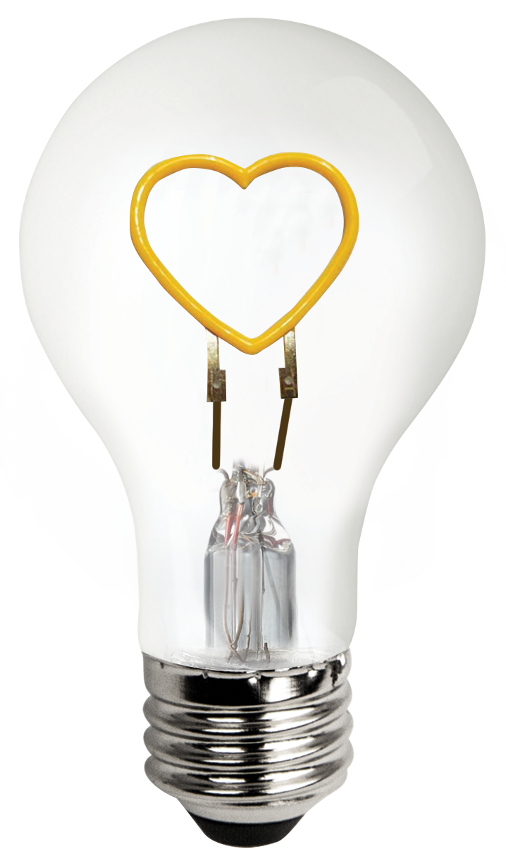 LED Shape Filament A19 Lamp Heart Base Up - 1.5W