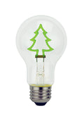 TCP A19 Christmas Tree Decorative Filament LED Christmas Light Bulbs, 0.3W – Available in Green and Red for Holiday & Festive Indoor Decor