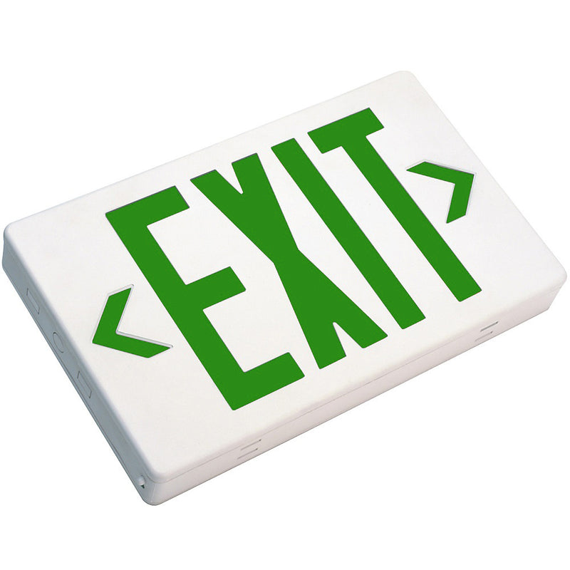 TCP LED Exit Sign - 22744, Green Letters, White Housing, AC Only, 120/277V, Energy Efficient Emergency Light