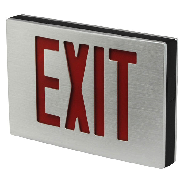 LED Die-Cast Aluminum Exit Sign w/ Red Lettering