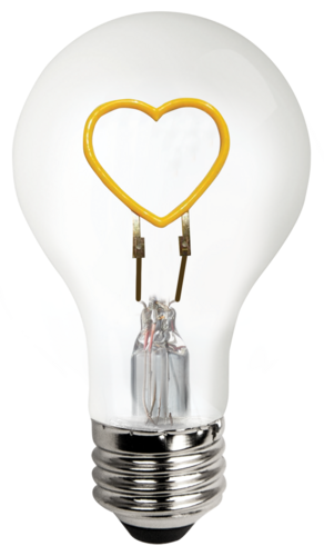 LED Shape Filament A19 Lamp Heart Base Up - 1.5W