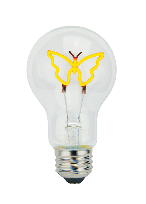 LED A19 Shaped Filament Light Bulb Yellow Butterfly - 0.3 Watt