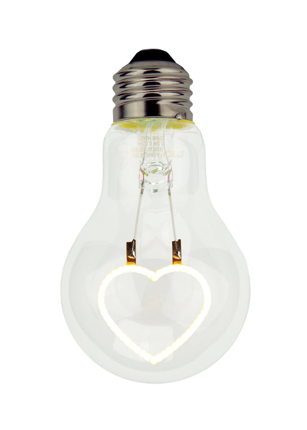 LED A19 Shaped Filament Light Bulbs Yellow Heart - 0.3 Watt