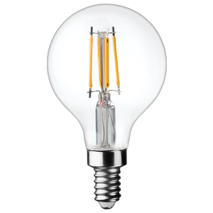 LED Filament High CRI G16 Globe Lamp E12 Clear - 2", 4W, 27K